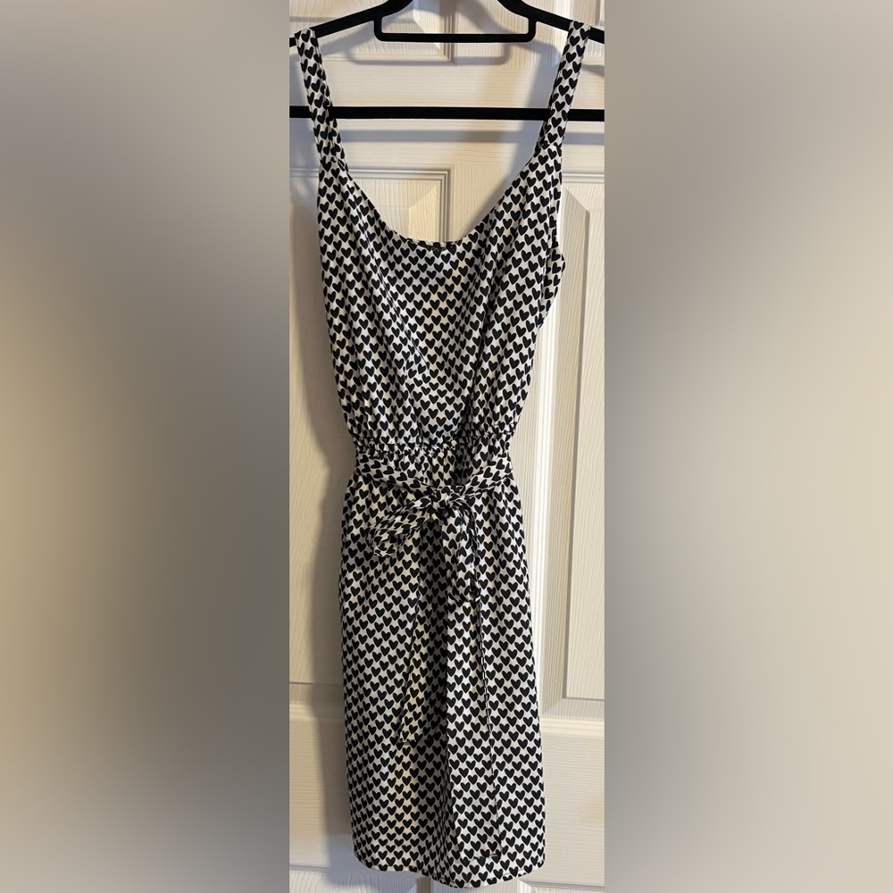 BeBop White with black hearts Small Midi dress
